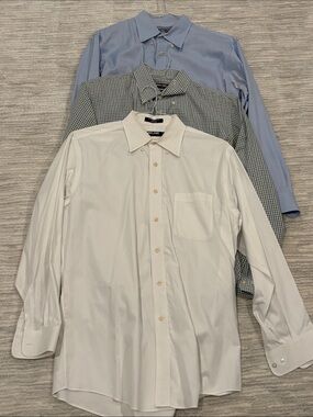 Kirkland Signature Men's Dress Shirts - White, Light Blue & Green Check (3-Pack)